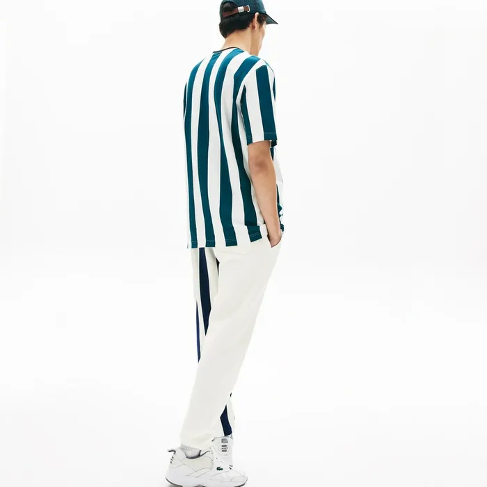Tracksuits Lacoste Mens LIVE Bicolor Fleece Tracksuit Pants WhiteNavy BlueWhite Online Store