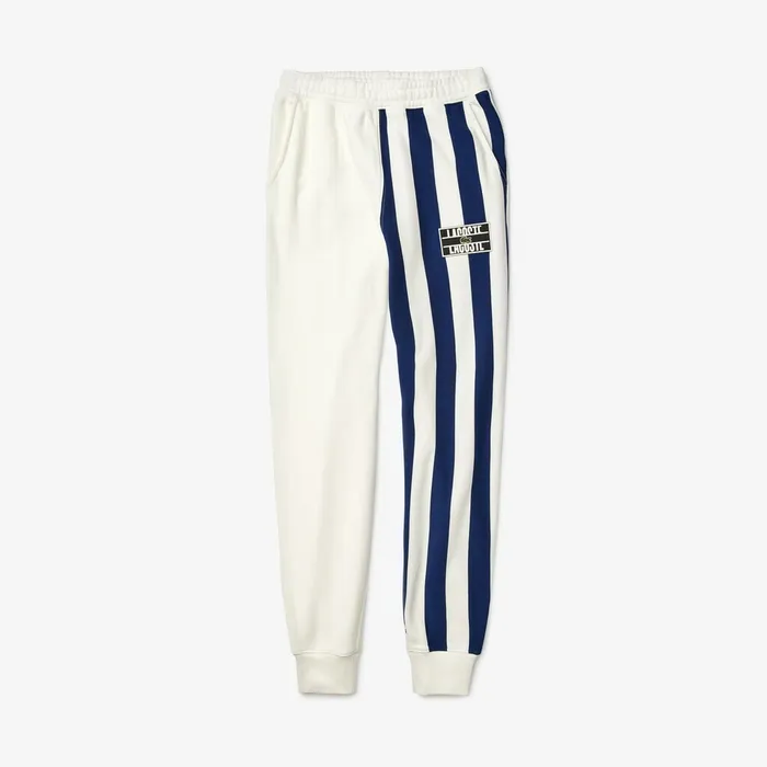 Tracksuits Lacoste Mens LIVE Bicolor Fleece Tracksuit Pants WhiteNavy BlueWhite Online Store