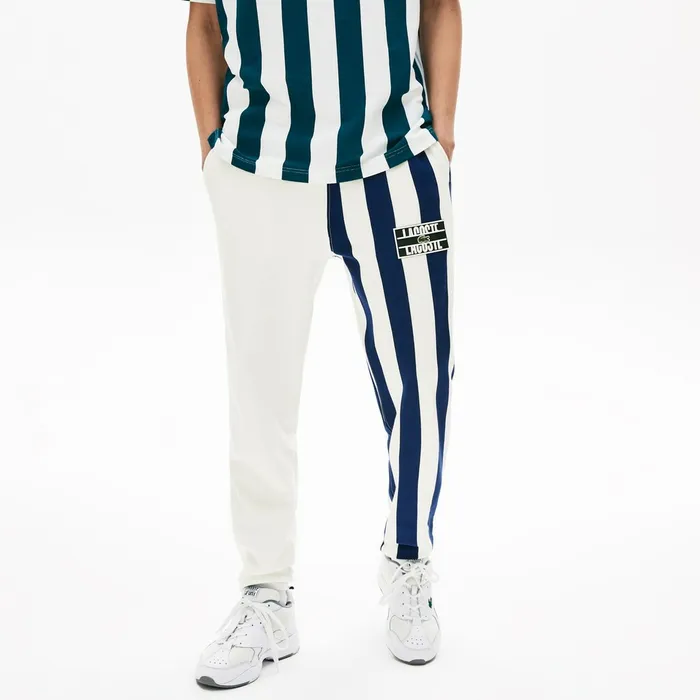 Tracksuits Lacoste Mens LIVE Bicolor Fleece Tracksuit Pants WhiteNavy BlueWhite Online Store