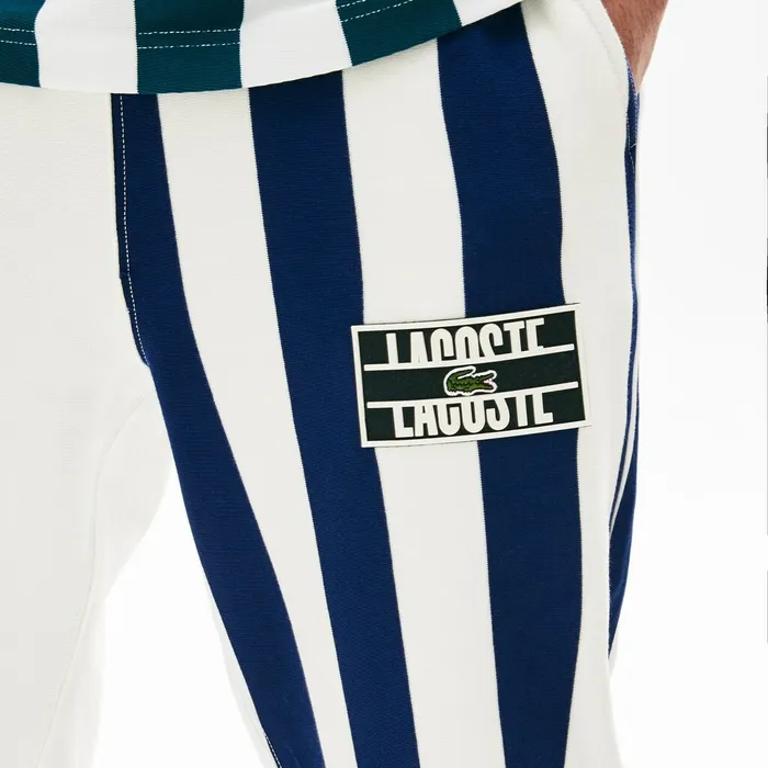 Tracksuits Lacoste Mens LIVE Bicolor Fleece Tracksuit Pants WhiteNavy BlueWhite Online Store
