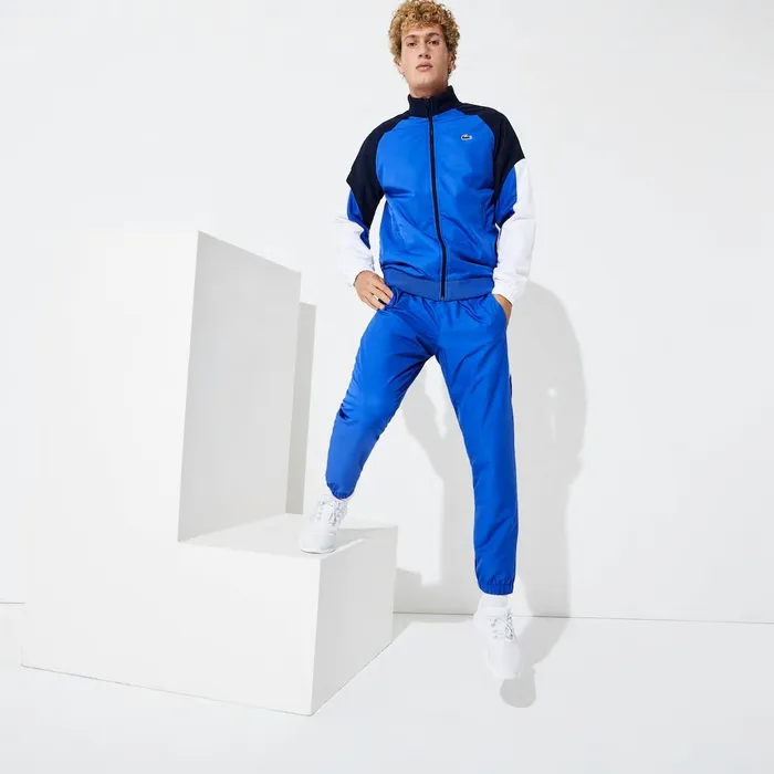 Tracksuits Lacoste Mens SPORT Colorblock JerseyLined Tracksuit BlueNavy BlueWhite Gift 4 You