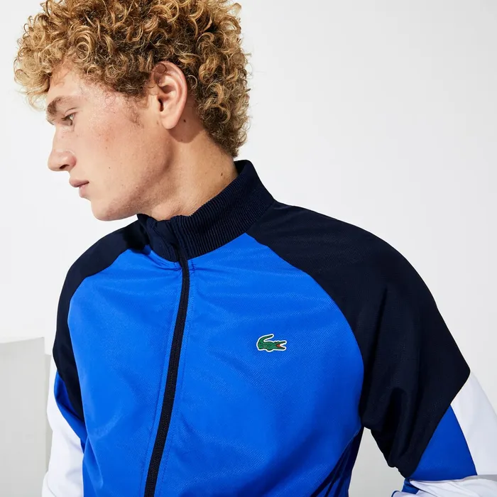 Tracksuits Lacoste Mens SPORT Colorblock JerseyLined Tracksuit BlueNavy BlueWhite Gift 4 You