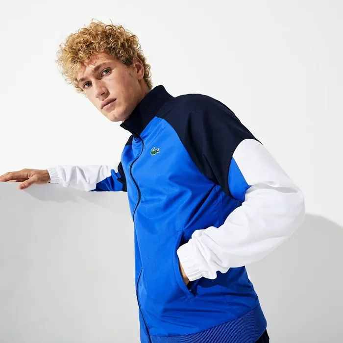 Tracksuits Lacoste Mens SPORT Colorblock JerseyLined Tracksuit BlueNavy BlueWhite Gift 4 You