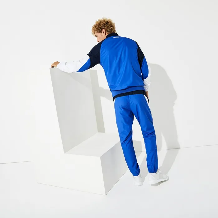 Tracksuits Lacoste Mens SPORT Colorblock JerseyLined Tracksuit BlueNavy BlueWhite Gift 4 You