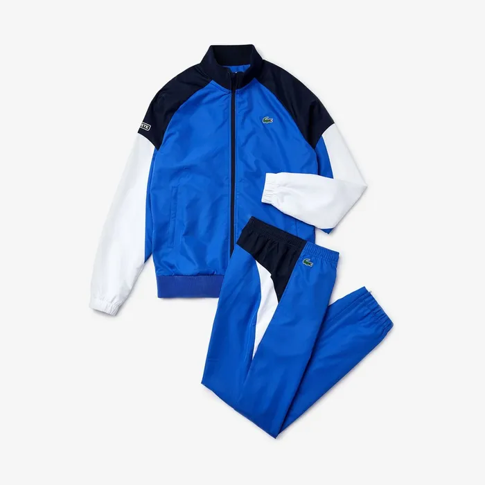 Tracksuits Lacoste Mens SPORT Colorblock JerseyLined Tracksuit BlueNavy BlueWhite Gift 4 You