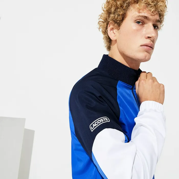 Tracksuits Lacoste Mens SPORT Colorblock JerseyLined Tracksuit BlueNavy BlueWhite Gift 4 You