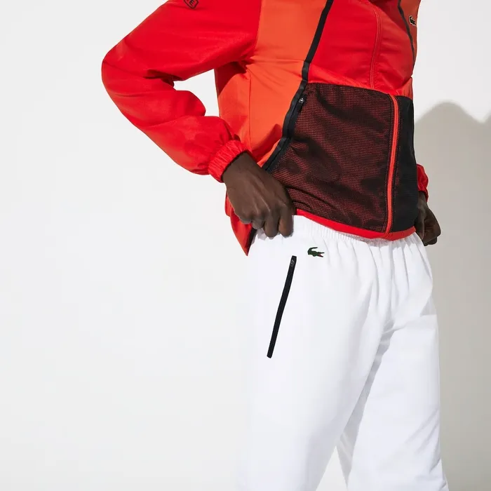 Tracksuits Lacoste Mens SPORT Mesh Inset Hooded Colorblock Tracksuit RedWhiteBlack Gift for Friend