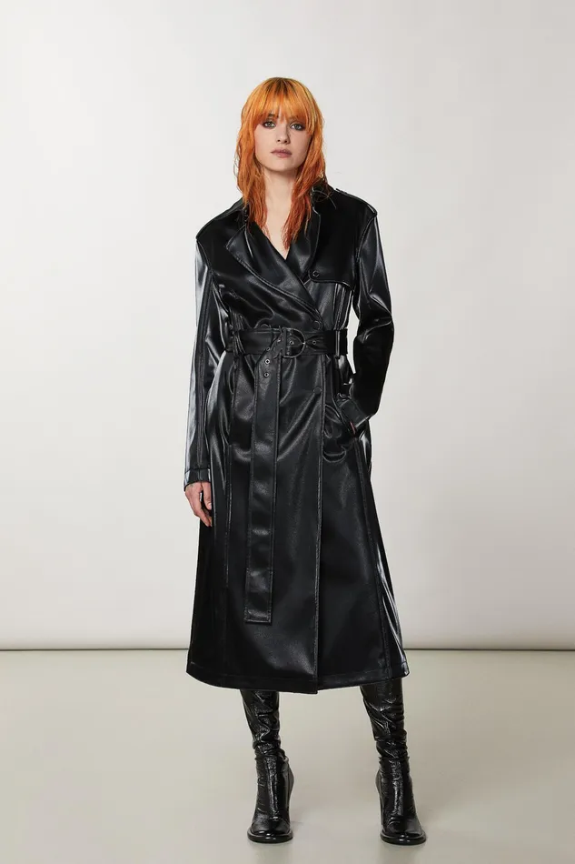 Trench Coats Women Patrizia Pepe Waterproof With Buckle Nero