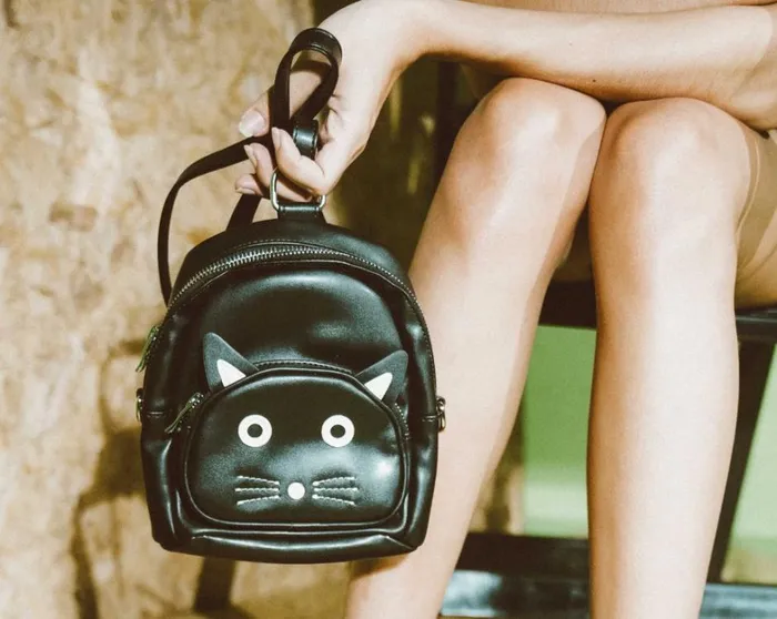 TUKskin Black Kitty MIni Backpack Adult TUK Shoes Stickers Pins Patches Totes