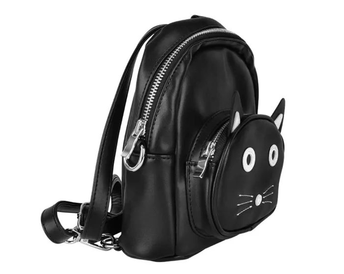 TUKskin Black Kitty MIni Backpack Adult TUK Shoes Stickers Pins Patches Totes