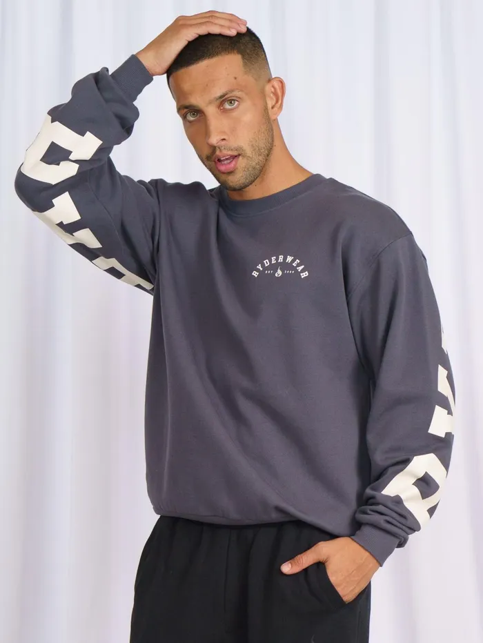 Unisex Collegiate Sweater 8211 Charcoal Men Ryderwear Tops