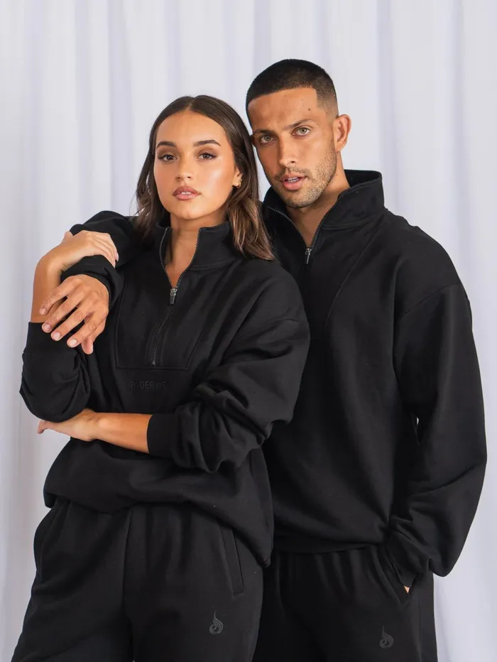 Unisex Half Zip Jumper 8211 Black Women Ryderwear Tops