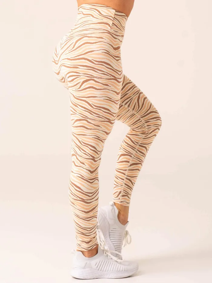 Unstoppable High Waisted Scrunch Leggings 8211 Vanilla Zebra Women Ryderwear Leggings