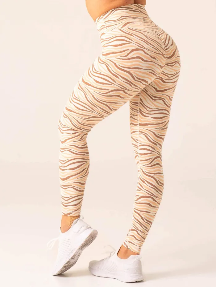 Unstoppable High Waisted Scrunch Leggings 8211 Vanilla Zebra Women Ryderwear Leggings
