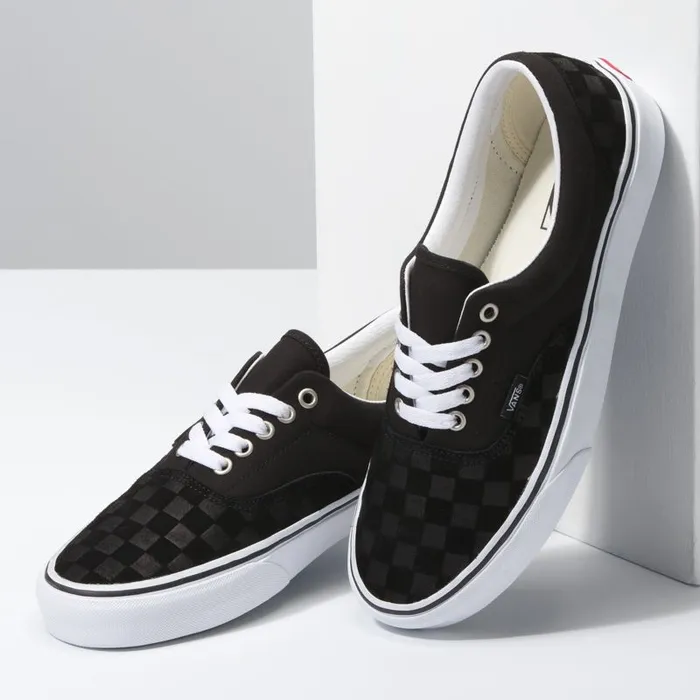 Vans Classics Shoes Mens Deboss Checkerboard Era BlackTrue White Vans Classics Shoes Mens Deboss Checkerboard Era BlackTrue White