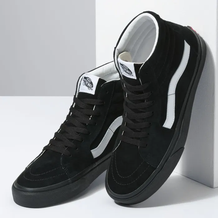 Vans Classics Shoes Mens Pig Suede Sk8Hi BlackBlack Vans Classics Shoes Mens Pig Suede Sk8Hi BlackBlack