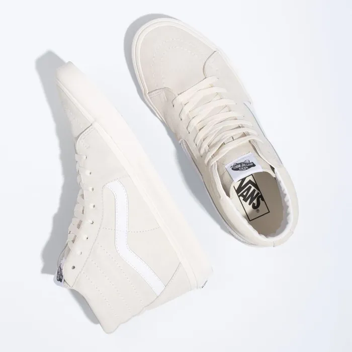 Vans Classics Shoes Mens Pig Suede Sk8Hi MarshmallowTrue White Vans Classics Shoes Mens Pig Suede Sk8Hi MarshmallowTrue White
