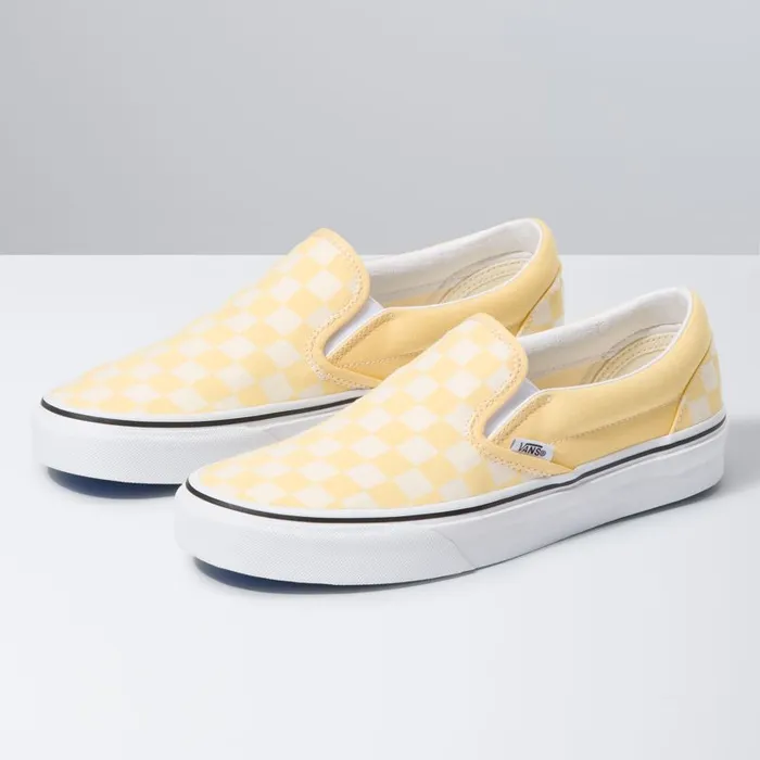 Vans Classics Shoes MensWomens Checkerboard SlipOn Golden HazeTrue White