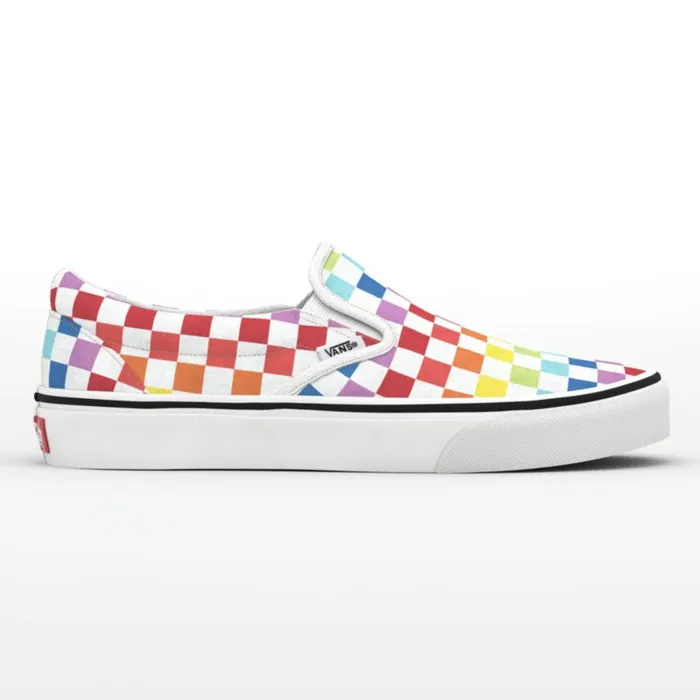 Vans Classics Shoes MensWomens Checkerboard SlipOn RainbowTrue White