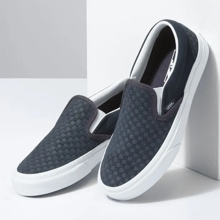 Vans Classics Shoes MensWomens Emboss Mini Check Classic SlipOn India InkTrue White Vans Classics Shoes MensWomens Emboss Mini Check Classic SlipOn India InkTrue White