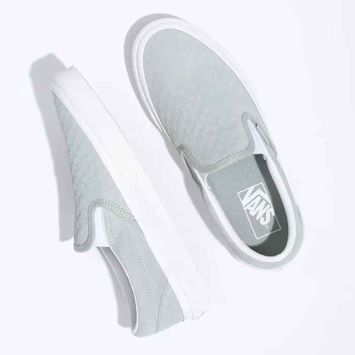 Vans Classics Shoes MensWomens Emboss Mini Check Classic SlipOn Mirage GrayTrue White Vans Classics Shoes MensWomens Emboss Mini Check Classic SlipOn Mirage GrayTrue White