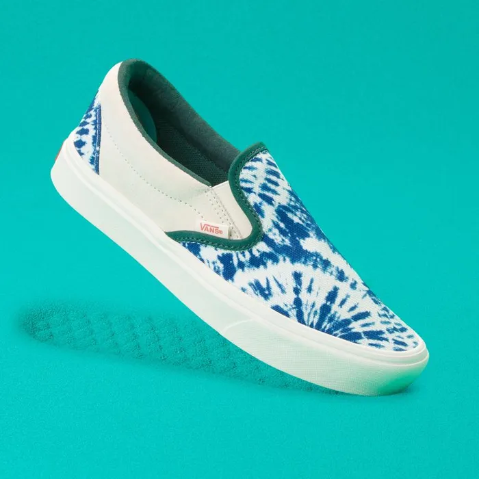 Vans Classics Shoes MensWomens TieDye Clash ComfyCush SlipOn Antique WhiteBistro Green