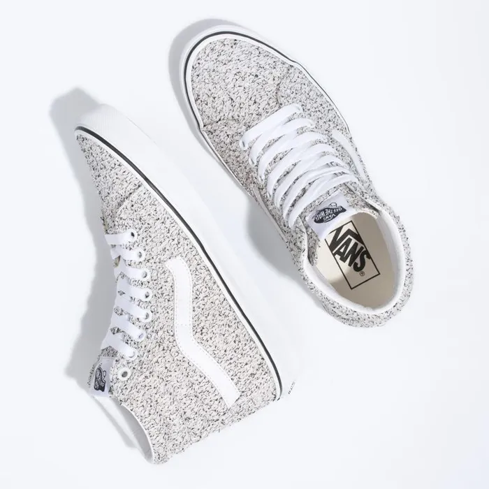 Vans Classics Shoes Womens Boucle Sk8Hi SpeckleTrue White Vans Classics Shoes Womens Boucle Sk8Hi SpeckleTrue White
