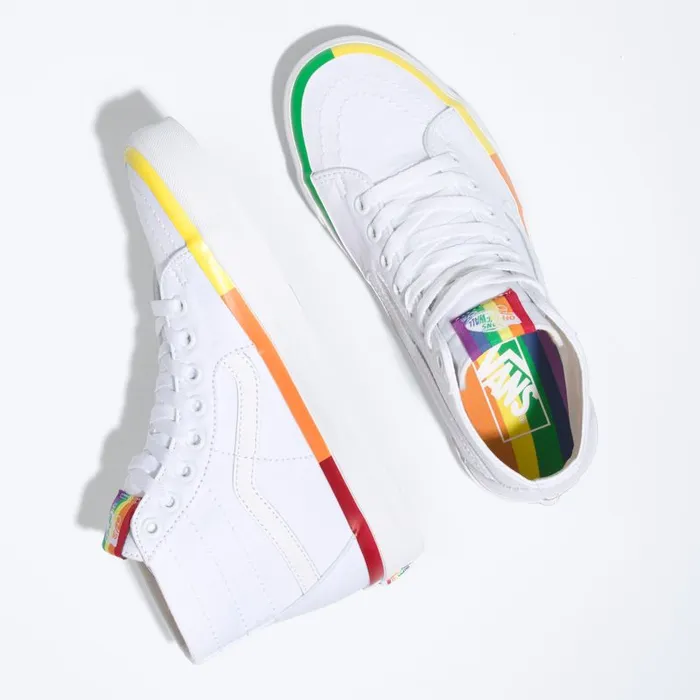 Vans Classics Shoes Womens Rainbow Foxing Sk8Hi Tapered True White