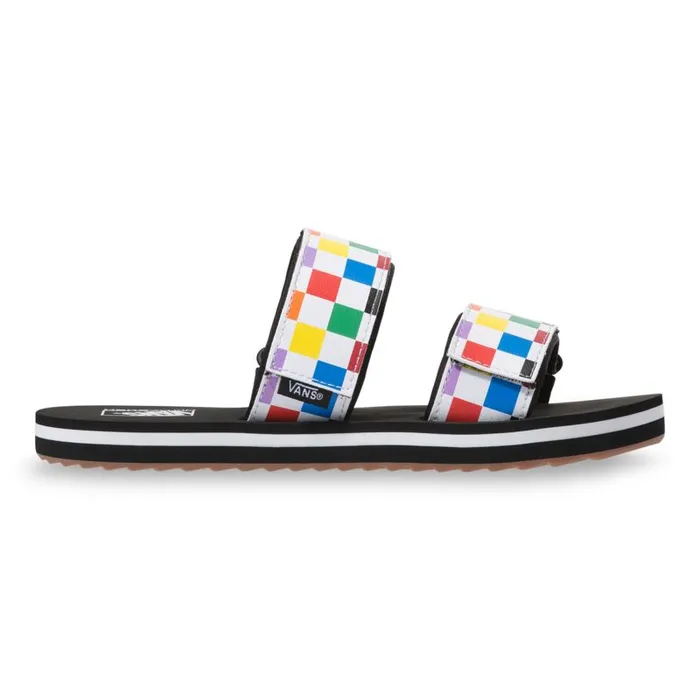 Vans Sandals Womens Cayucas Slide Rainbow CheckerboardBlack