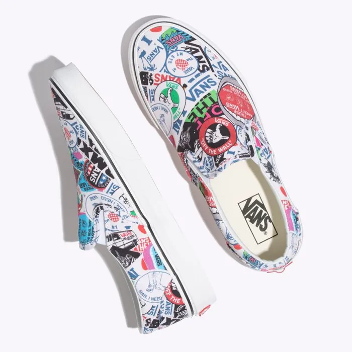Vans Surf Vibes MensWomens Mash Up SlipOn StickersTrue White Vans Surf Vibes MensWomens Mash Up SlipOn StickersTrue White