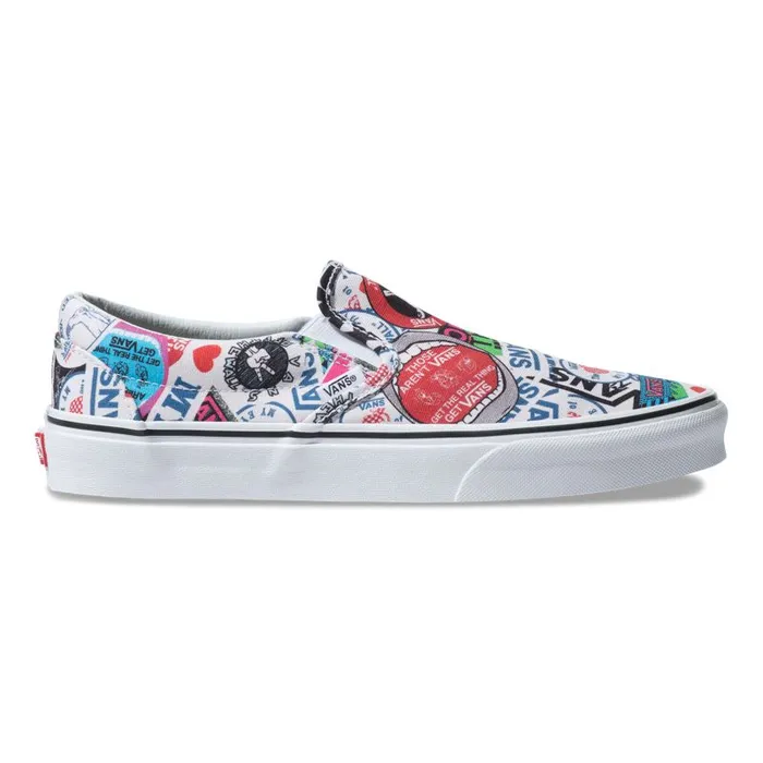 Vans Surf Vibes MensWomens Mash Up SlipOn StickersTrue White Vans Surf Vibes MensWomens Mash Up SlipOn StickersTrue White
