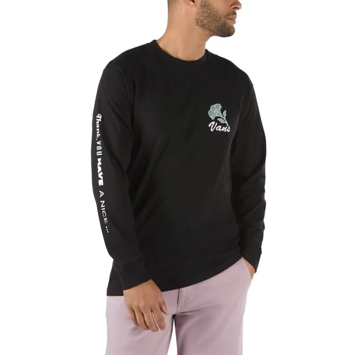 Vans TShirts and Tanks Mens Thank You Floral Long Sleeve TShirt Black Vans TShirts and Tanks Mens Thank You Floral Long Sleeve TShirt Black