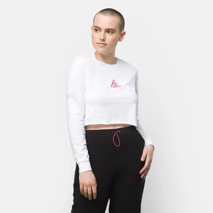 Vans TShirts and Tanks Womens 66 Supply Tri Long Sleeve Boyfriend Crop Tee White Vans TShirts and Tanks Womens 66 Supply Tri Long Sleeve Boyfriend Crop Tee White