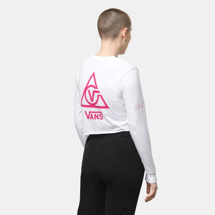 Vans TShirts and Tanks Womens 66 Supply Tri Long Sleeve Boyfriend Crop Tee White Vans TShirts and Tanks Womens 66 Supply Tri Long Sleeve Boyfriend Crop Tee White
