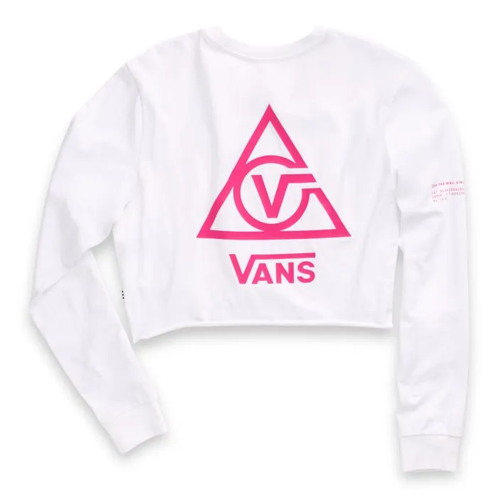 Vans TShirts and Tanks Womens 66 Supply Tri Long Sleeve Boyfriend Crop Tee White Vans TShirts and Tanks Womens 66 Supply Tri Long Sleeve Boyfriend Crop Tee White