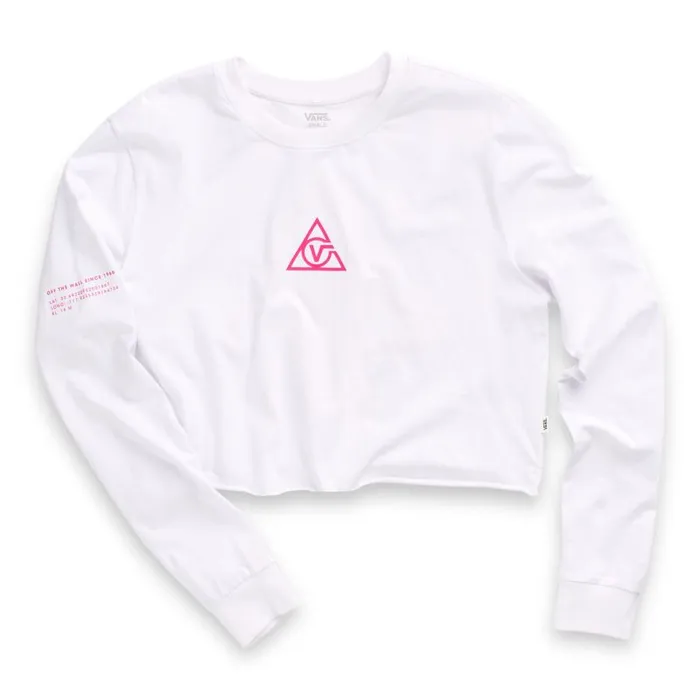 Vans TShirts and Tanks Womens 66 Supply Tri Long Sleeve Boyfriend Crop Tee White Vans TShirts and Tanks Womens 66 Supply Tri Long Sleeve Boyfriend Crop Tee White