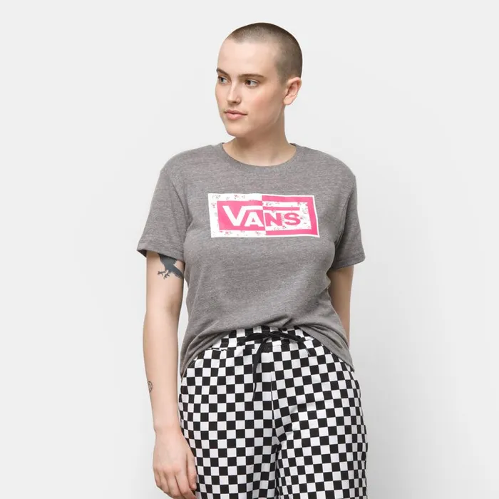 Vans TShirts and Tanks Womens Split Ticket Boyfriend Tee Grey Heather Vans TShirts and Tanks Womens Split Ticket Boyfriend Tee Grey Heather