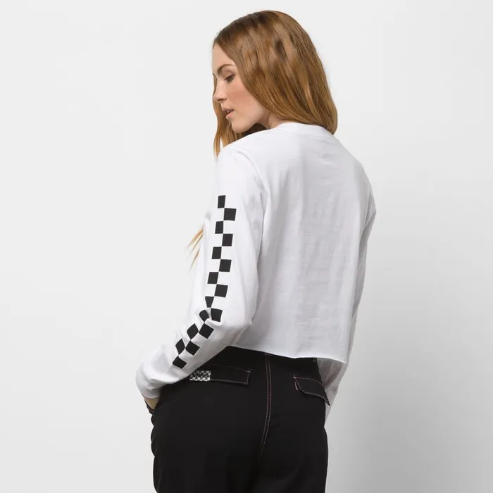 Vans TShirts and Tanks Womens Try Angle Crop Long Sleeve Boyfriend Tee White Vans TShirts and Tanks Womens Try Angle Crop Long Sleeve Boyfriend Tee White
