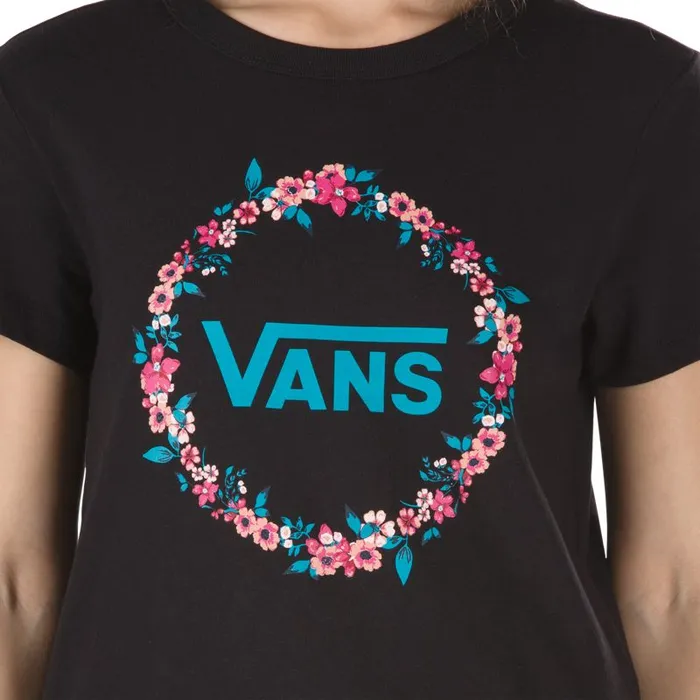 Vans TShirts and Tanks Womens Wreath Edger Baby Tee Black Vans TShirts and Tanks Womens Wreath Edger Baby Tee Black
