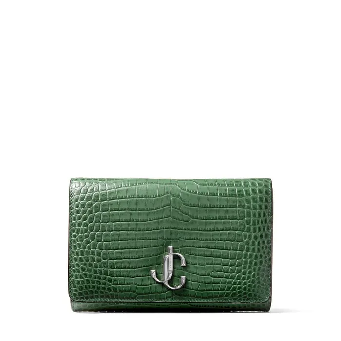 Varenne Clutch Cactus CrocEmbossed Leather Clutch Bag With Jc Emblem Cactus Women JIMMY CHOO Clutch Bags Varenne Clutch Cactus CrocEmbossed Leather Clutch Bag With Jc Emblem Cactus Women JIMMY CHOO Clutch Bags