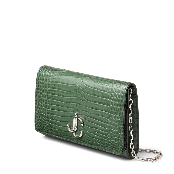 Varenne Clutch Cactus CrocEmbossed Leather Clutch Bag With Jc Emblem Cactus Women JIMMY CHOO Clutch Bags