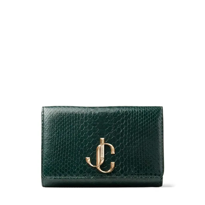 Varenne Clutch Dark Green Patent Python Clutch Bag With Jc Logo Dark Green Women JIMMY CHOO Clutch Bags Varenne Clutch Dark Green Patent Python Clutch Bag With Jc Logo Dark Green Women JIMMY CHOO Clutch Bags