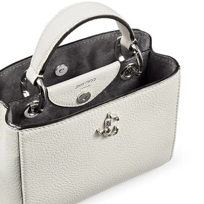 Varenne Top Handle Mini Latte City Grainy Calf Leather Mini Handbag Lattesilver Women JIMMY CHOO Top Handle Bags
