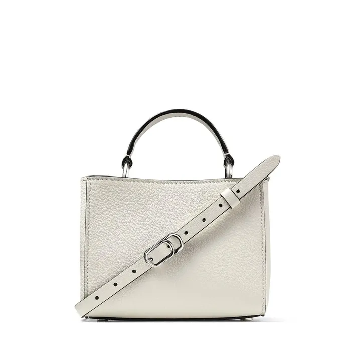 Varenne Top Handle Mini Latte City Grainy Calf Leather Mini Handbag Lattesilver Women JIMMY CHOO Top Handle Bags