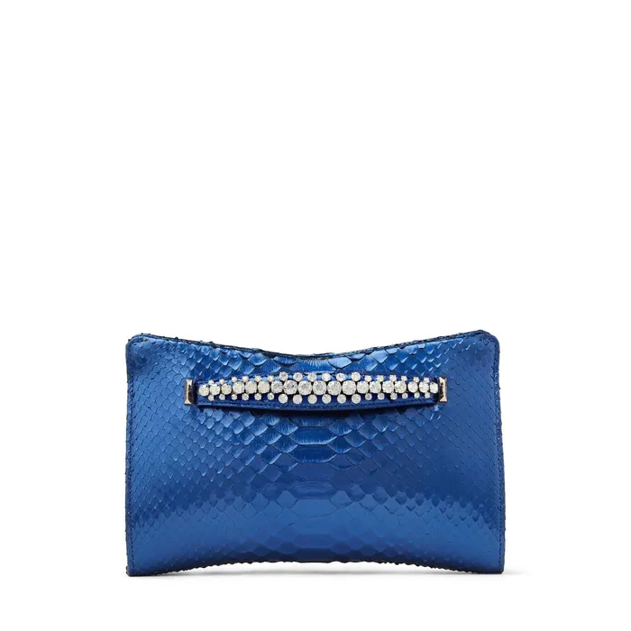 Venus Cobalt Liquid Python Clutch Bag With Gold Metal Fringe Bracelet Cobalt Women JIMMY CHOO Clutch Bags Venus Cobalt Liquid Python Clutch Bag With Gold Metal Fringe Bracelet Cobalt Women JIMMY CHOO Clutch Bags