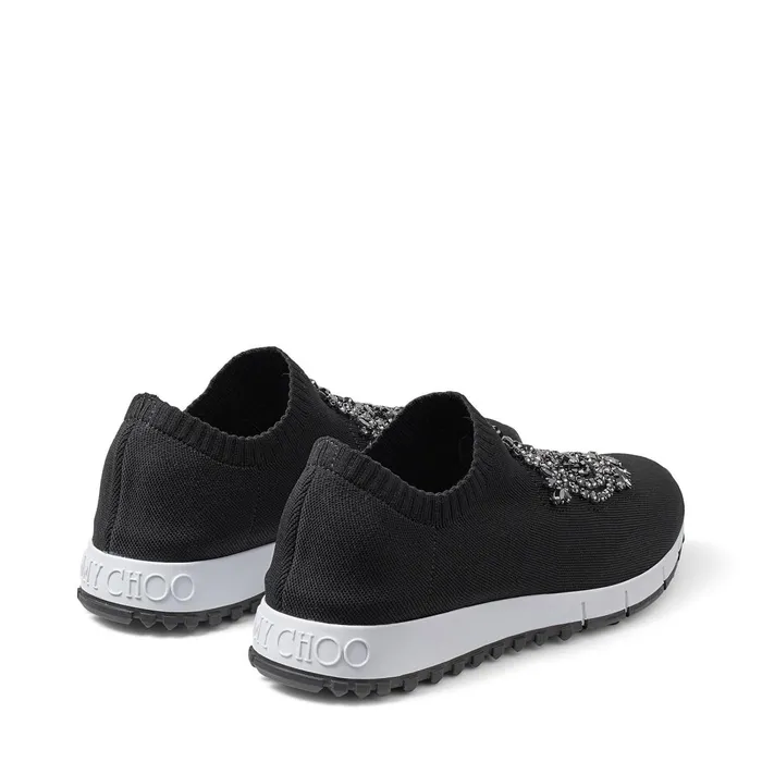 Verona Jet Black Knit Trainers With Jewel Embroidery Blackjet Women JIMMY CHOO Sneakers