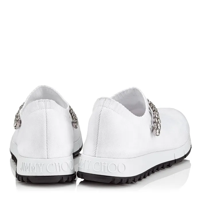 Verona White Knit Trainers With Crystal Detailing Whitecrystal Women JIMMY CHOO Sneakers