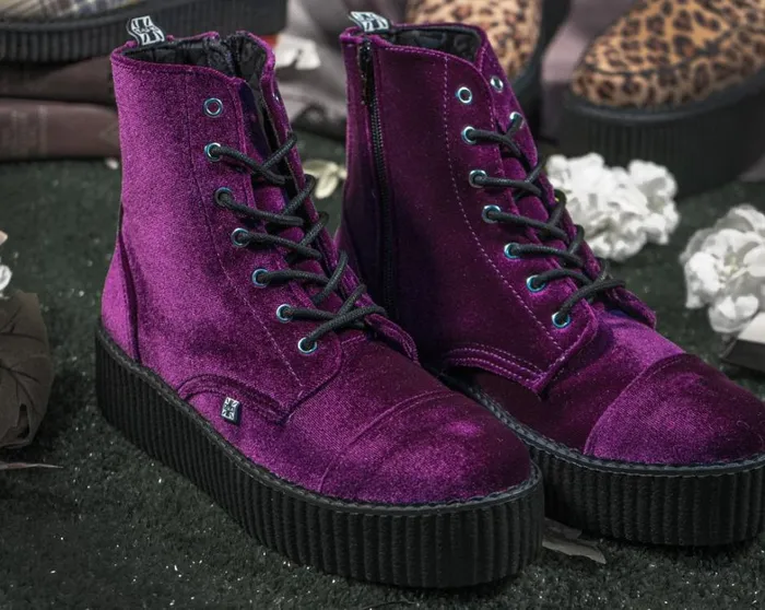 Violet Velvet Vegan Viva Mondo Boots Women TUK Shoes Boots Violet Velvet Vegan Viva Mondo Boots Women TUK Shoes Boots