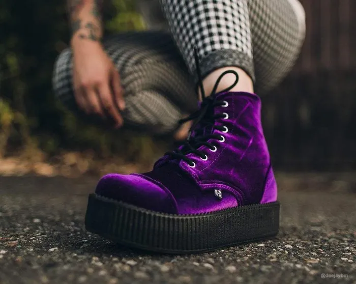Violet Velvet Vegan Viva Mondo Boots Women TUK Shoes Boots Violet Velvet Vegan Viva Mondo Boots Women TUK Shoes Boots