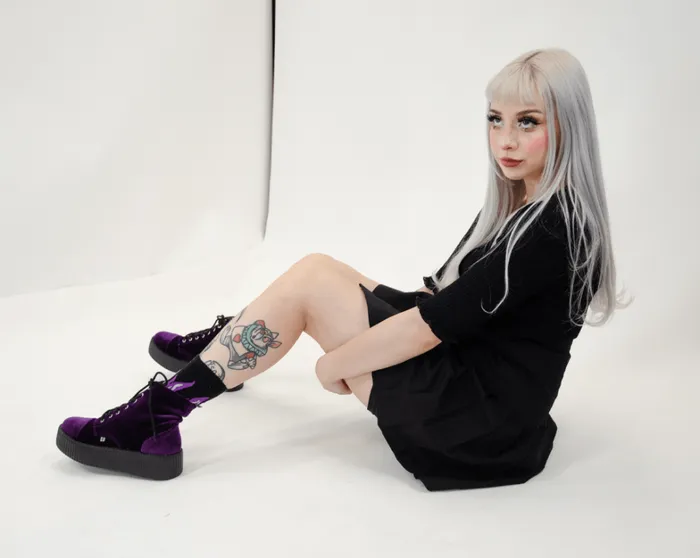 Violet Velvet Vegan Viva Mondo Boots Women TUK Shoes Boots Violet Velvet Vegan Viva Mondo Boots Women TUK Shoes Boots